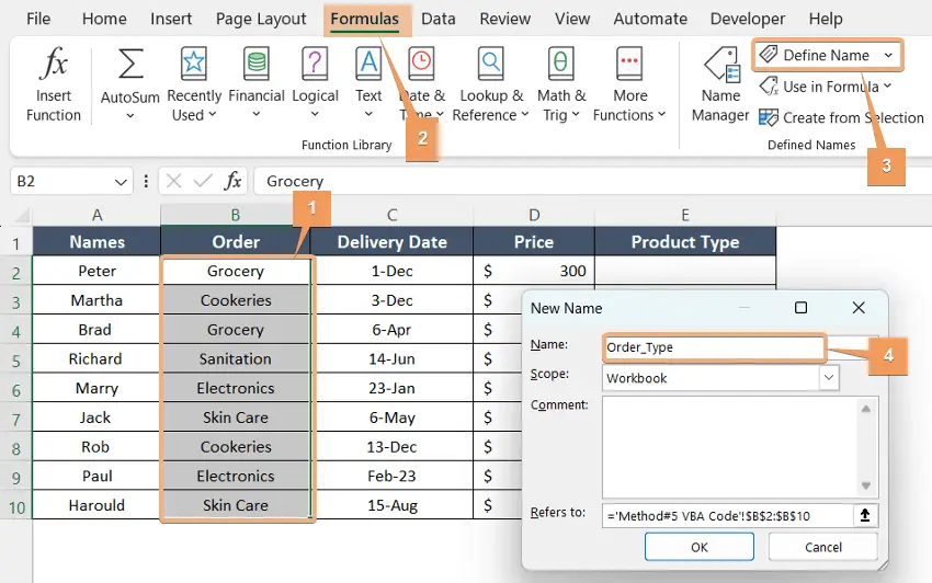 Creating Named Range for a specified range to paste range names