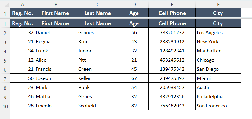 Top row is locked by using Split in Excel