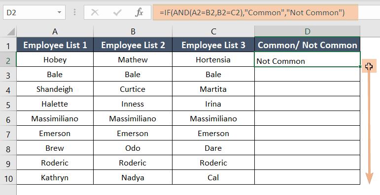 Utilizing the IF AND function for the comparison of three columns