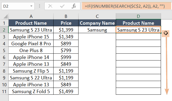 Using the combination of IF, ISNUMBER and SEARCH function to Vlookup partial match form multiple match