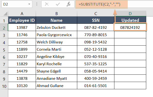 Using substitute function to remove dashes without removing zeros