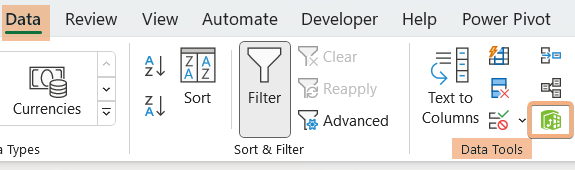 Clicked Power Pivot to check the Relationships are created 