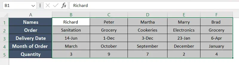 Selected cells to sort in ascending order horizontally