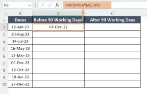How to Calculate 90 Days Before/After a Specific Date in Excel
