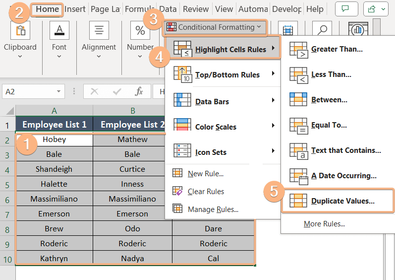 Conditional Formatting- Duplicate values