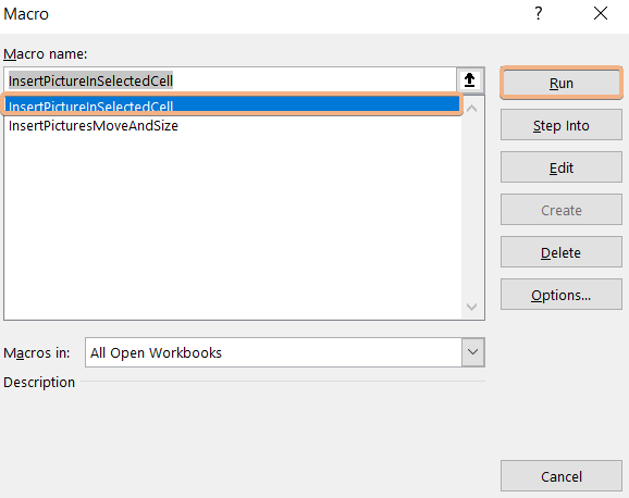 Macros in VBA code to insert picture