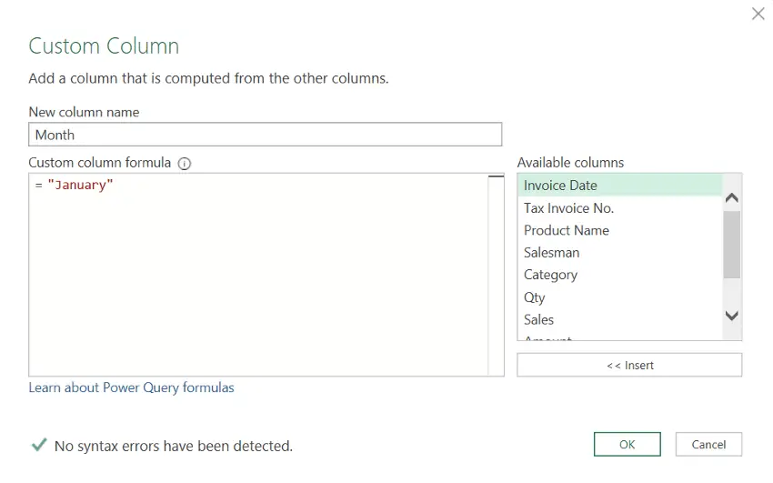 Added Custom Column to separate the sheets in Power Query in Excel