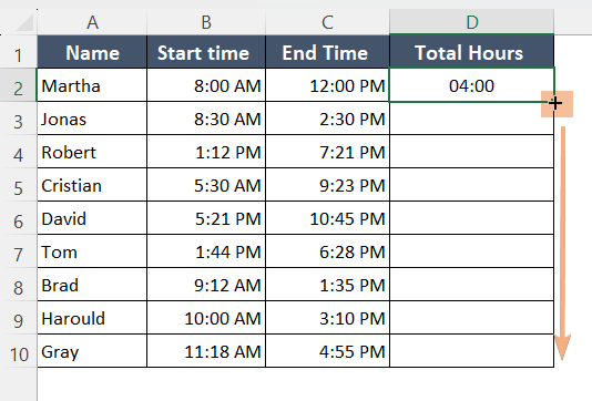 Using Fill Handle, copied the formula of TEXT formula