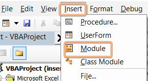 Insert module in VBA code to insert picture