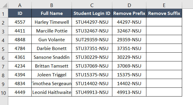 Final result for REPLACE function to remove prefix