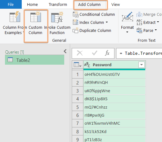 Power query Add column