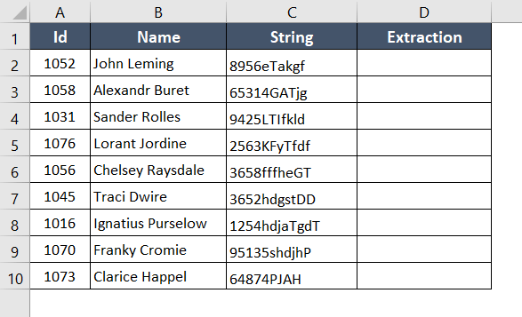 Dataset of VBA for extracting digit from string