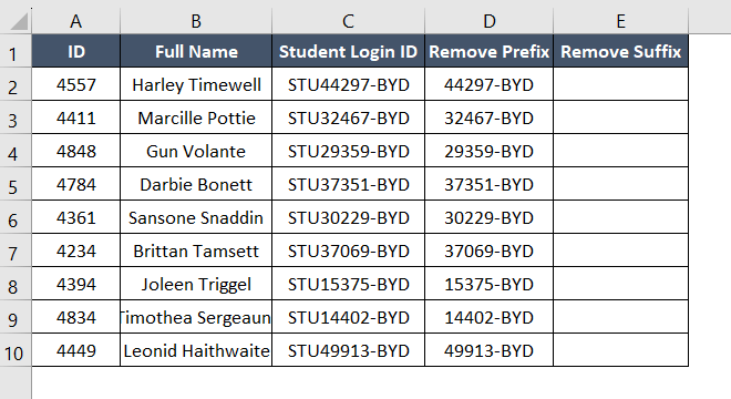 Final result for SUBSTITUTE function to remove prefix