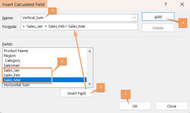 Inserted Calculated Field in Excel Pivot Table by sum 