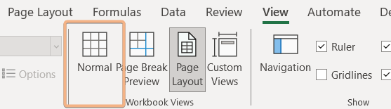 normal view to remove water mark from excel