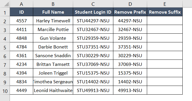 Final result for RIGHT and LEN function to remove prefix