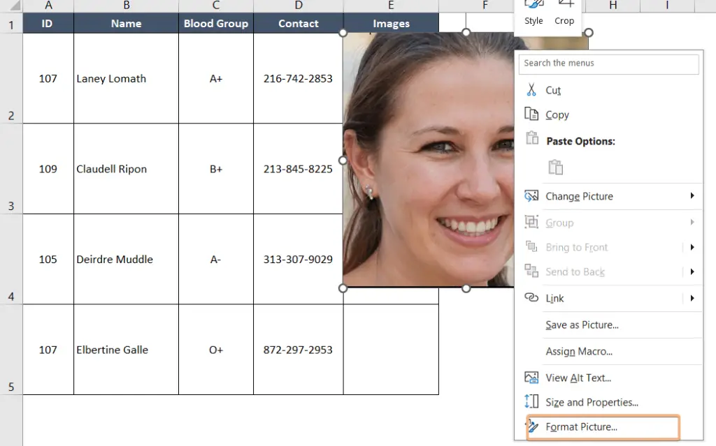 Format option to cell using formatting