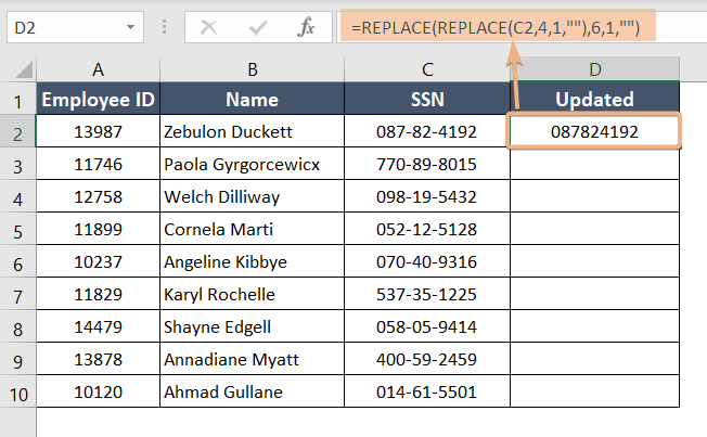 REPLACE function for remove dashes without removing zeros 