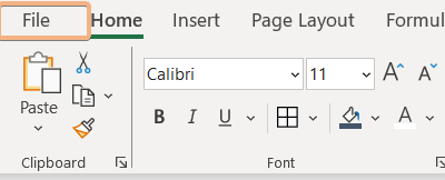 File option from ribbon bar
