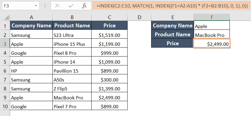 How to Use INDEX MATCH Lookup with Multiple Criteria in Excel [2 Cases]
