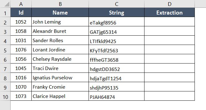 6 Data set for Right min search function for extract digit from right side of the string