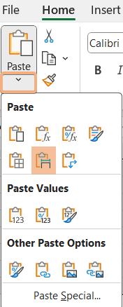 Clicked Keep Source Column Widths to move Pivot Table in Excel