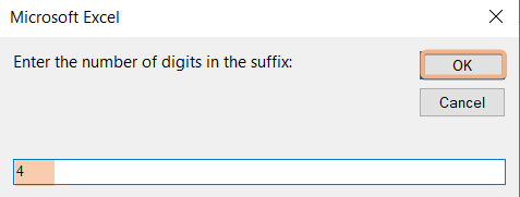 Number of digits in suffix