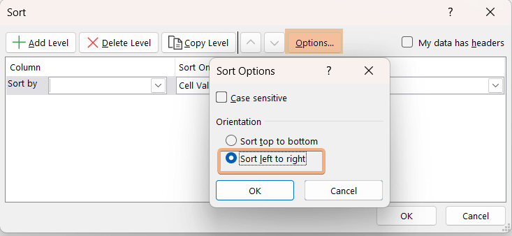 How to Sort Horizontally in Excel [3 Methods]