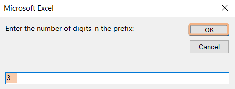 Number of digits in prefix