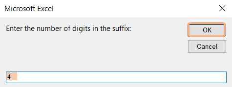 Number of digits in suffix