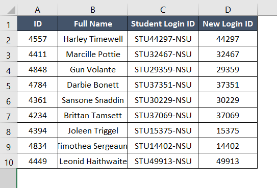 Final result for VBA method to remove prefix and suffix simultaneously