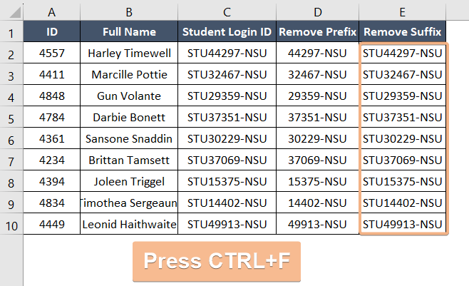 Finding for removing suffix