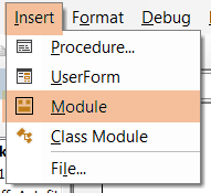 Insert module to apply a VBA code to lock column width in Pivot Table