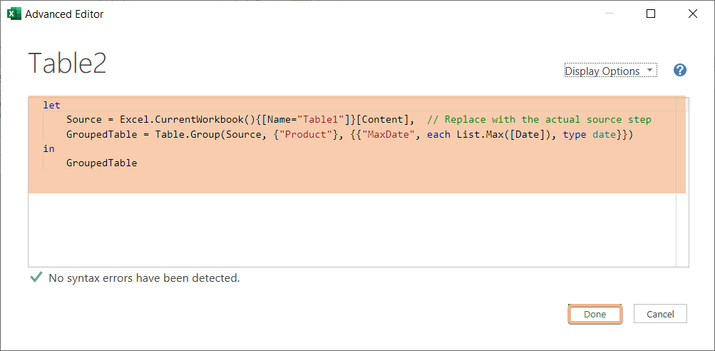 M codes in Advanced editor