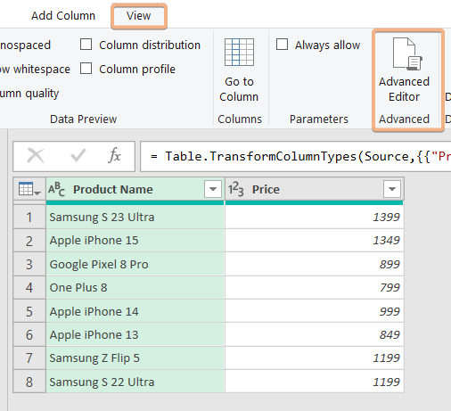 Opening Advanced Editor for nested IF statement in Power Query 