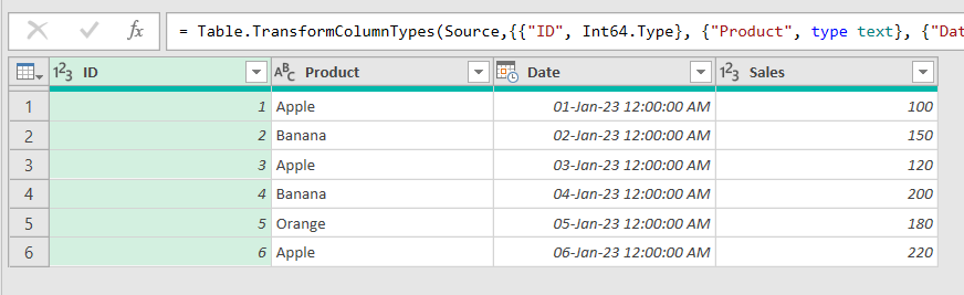 Opening power query editor