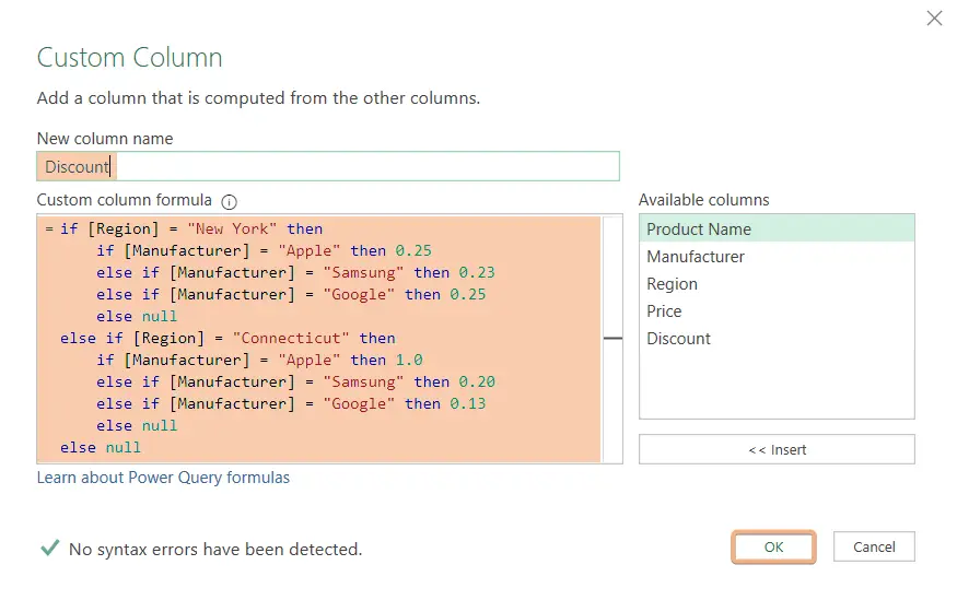 If statement for multiple criteria code in custom column editor