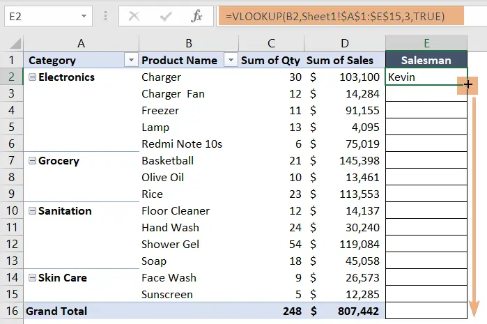 How to Use VLOOKUP Function in a Pivot Table in Excel - Excelgraduate