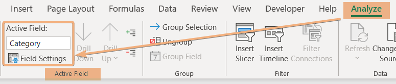 Field Settings to remove subtotals from Excel Pivot Table