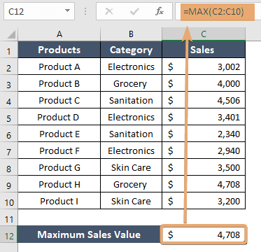 How to Use MAX Function in Excel [4 Examples]