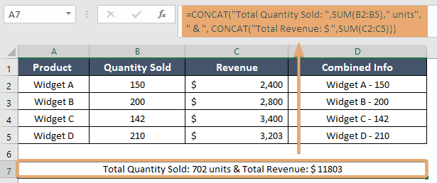 Adding multiple ranges with CONCAT function in Excel