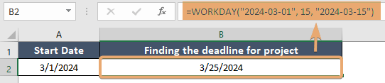 WORKDAY function to find deadline with appointed holiday in Excel