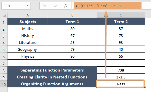 Organizing Function arguments with comma in Excel