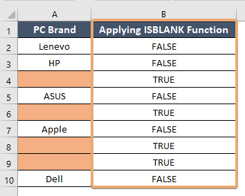 Applying ISBLANK function in Excel using conditional formatting.