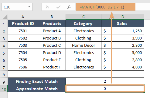 How to Use MATCH Function in Excel [2 Examples]